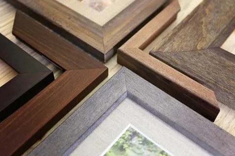 Collection of Solid Wood Picture Frame Samples Stock Photos