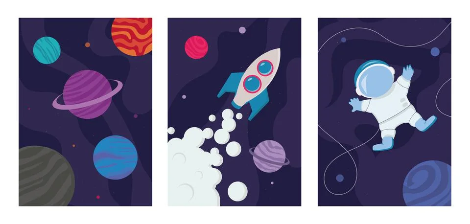 Collection of space background set Stock Illustration
