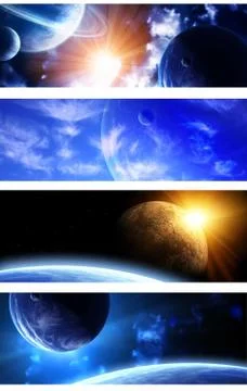 Collection of space banners Stock Illustration