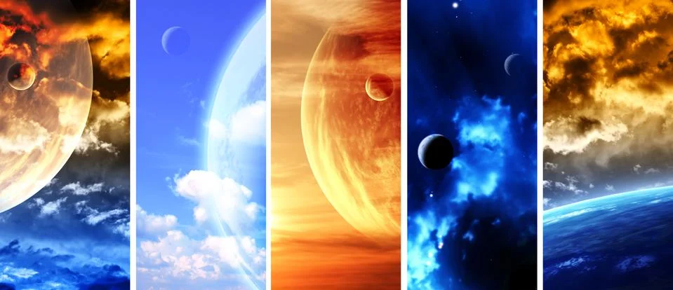 Collection of space banners Stock Illustration