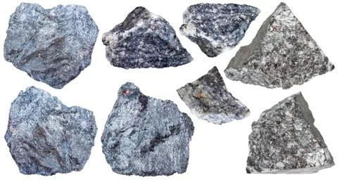 Collection from specimens of antimony ore Stock Photos