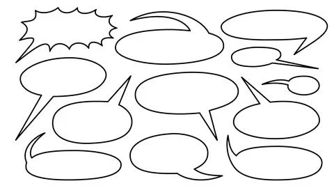 Collection of speech bubble line design elements. Stock Illustration