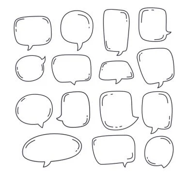 Collection Speech Bubble or chat elements in cartoon Sketch hand drawn bubble 스톡 일러스트