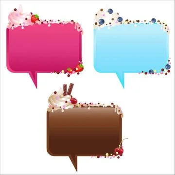 Collection of speech bubbles with ice-cream Stock Illustration