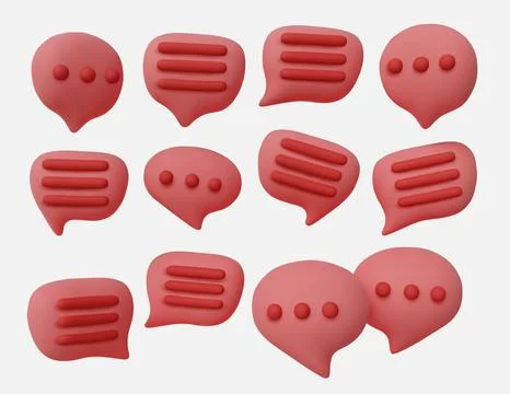 Collection of speech bubbles icons in red color, representing online chatting Stock Illustration
