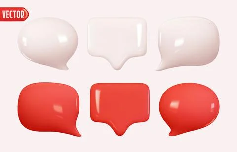 Collection Speech bubbles red and white color. Chat dialogue bubble text. M.. Stockillustratie