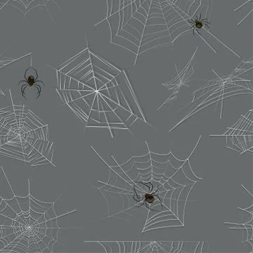 Collection of spiders and webs pattern Stock Illustration