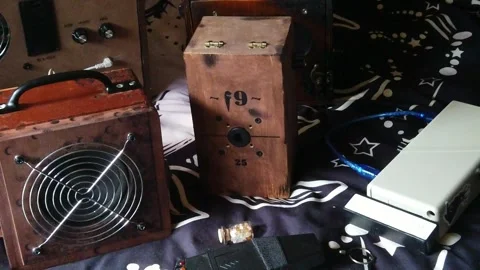 Collection of spirit and ghost box electronic communication paranormal Stock Footage 247607014