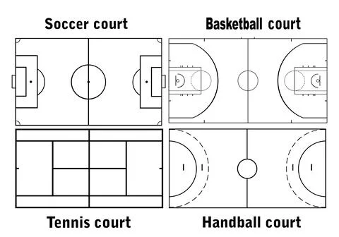 Collection of sport fields set vector illustration isolated. イラスト素材