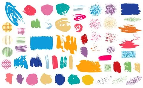 Collection of spots grunge design elements colored vector illustration Ilustração Stock