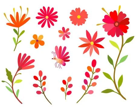 Collection of spring colorful flower elements vector. イラスト素材