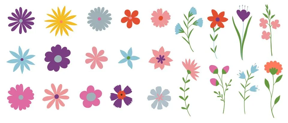 Collection of spring colorful flower elements vector. イラスト素材