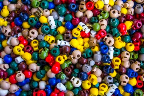A collection of spring loaded cord toggle making a background image Stock Photos