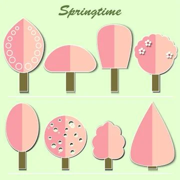 Collection Of Spring Trees Stock Illustration