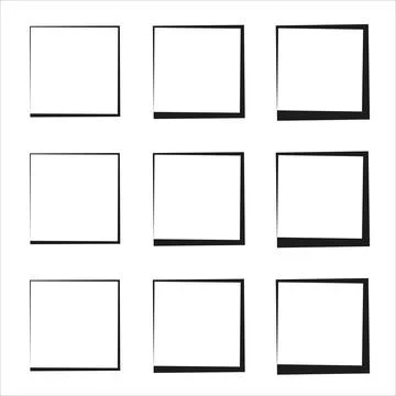 Collection of square black hand drawn grunge frames. Grunge ink illustration Stock Illustration