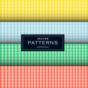 Collection of square cloth pattern set in four colors Stock Illustration
