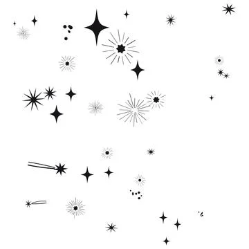 Collection of star and sparkle elements for graphic design on white backgroun Stock Illustration