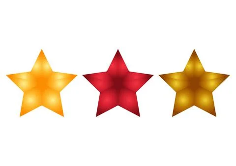 A collection of star illustrations with 3 different colors Stock Illustration