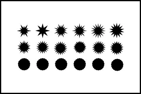 Collection of starbursts and circles Stock Illustration