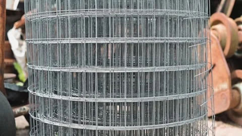 A collection of steel wire mesh structures is displayed in different Stock Footage 338447671