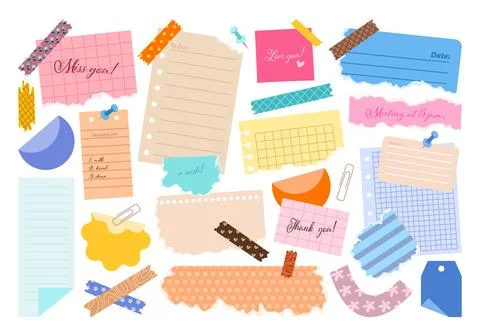 Collection of stickers and note papers. Stock Illustration