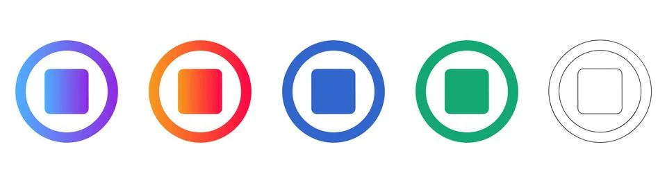 Collection of Stop Button Interface Icons 库存插图