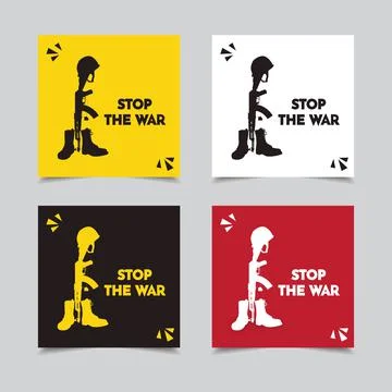 Collection of stop the war design vector. Stop the war design background with Stock Illustration