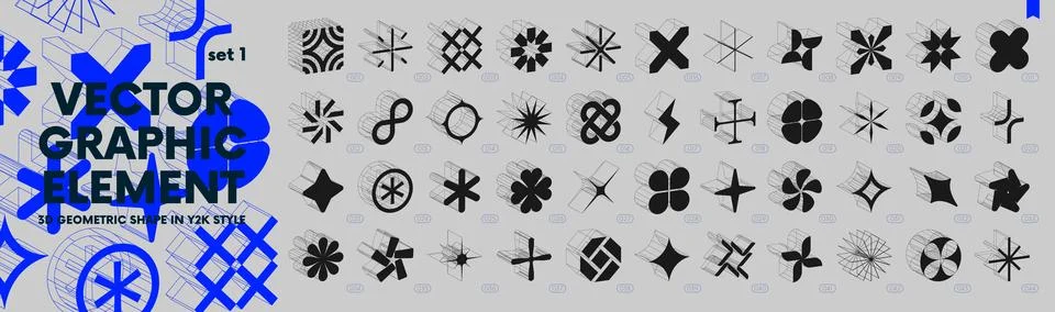 Collection of strange wireframes 3d geometric shapes, Vector abstract graph.. Stock Illustration
