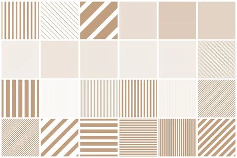Collection of striped seamless patterns. Brown simple linear textures Stock Illustration