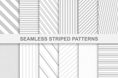 Collection of striped seamless patterns. Illustrazione stock