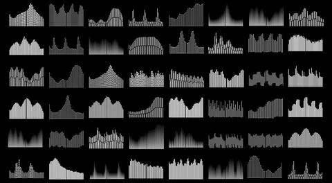 Collection of stylish abstract waveforms and sound graphs with various shap.. 스톡 일러스트