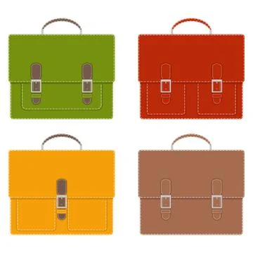 Collection of stylish multi-colored men s leather portfolios with pockets and Stock Illustration