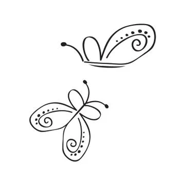 Collection of stylized butterfly Stock Illustration