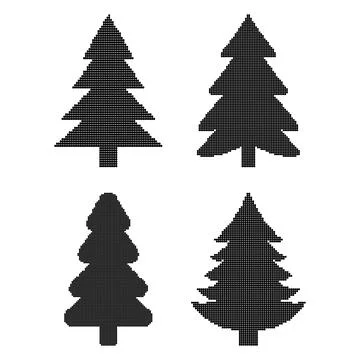 Collection of stylized dot patterns depicting various shapes of Christmas t.. Stock Illustration