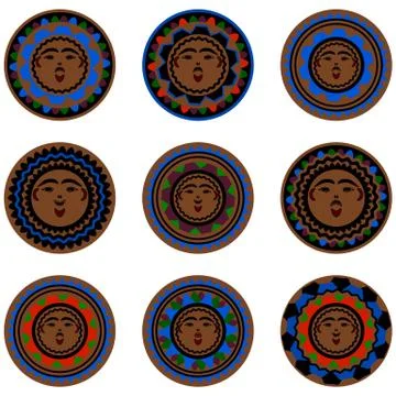 Collection of stylized face masks vector illustration Stock Illustration