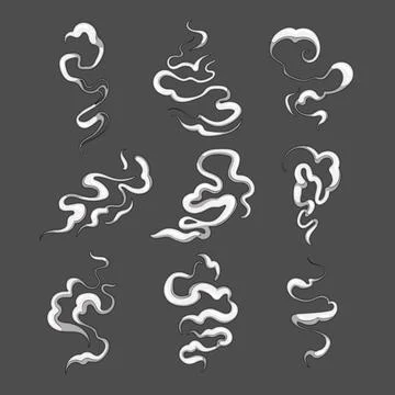 Collection of stylized smoke effect elements Stock Illustration