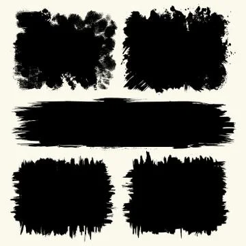 A collection of substrates and backgrounds created by black paint, strokes Stock Illustration