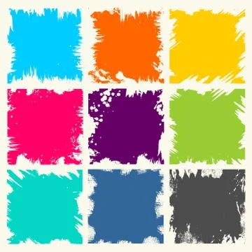 A collection of substrates and backgrounds created by black paint, strokes Stock Illustration