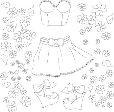 Collection of summer clothes Stock Illustration