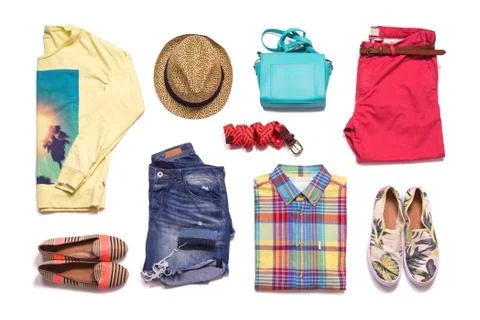 Collection summer clothes. Stock Photos