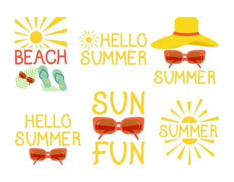 Collection of summer labels logos, elements for summer beach holidays and t.. 스톡 일러스트