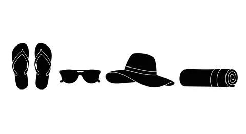 A collection of summer vacation items Stock Illustration