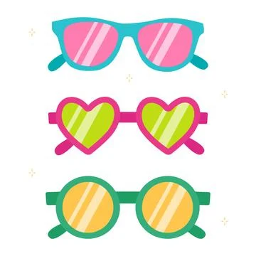 Collection of sunglasses isolated on white background Stock Illustration