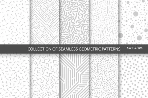 Collection of swatches memphis patterns - seamless. R 스톡 일러스트