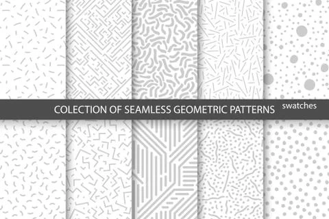 Collection of swatches memphis patterns - seamless. 스톡 일러스트