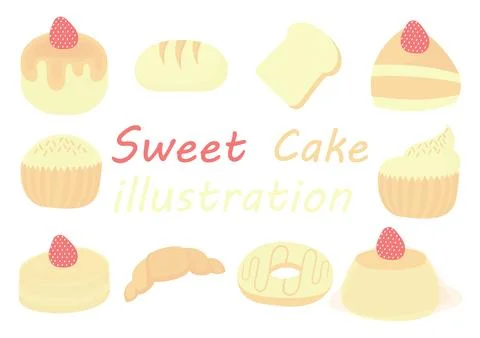 A collection of sweet cake illustrations Stock Illustration