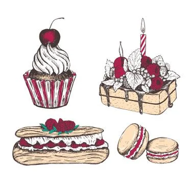 Collection of sweets vector illustration. Stock Illustration