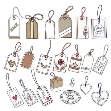 Collection of tags or gift tags in different shapes. Stock Illustration