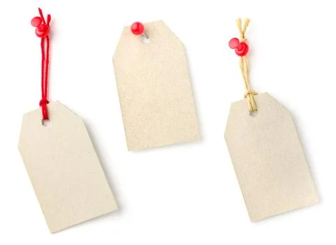 Collection of tags on a white background Stock Photos