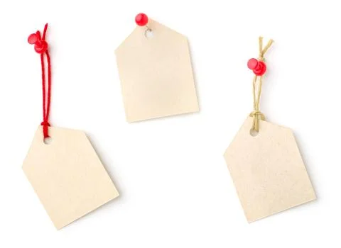 Collection of tags on a white background Stock Photos
